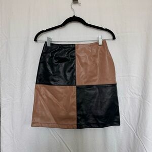 VICI Leather Block Color Skirt